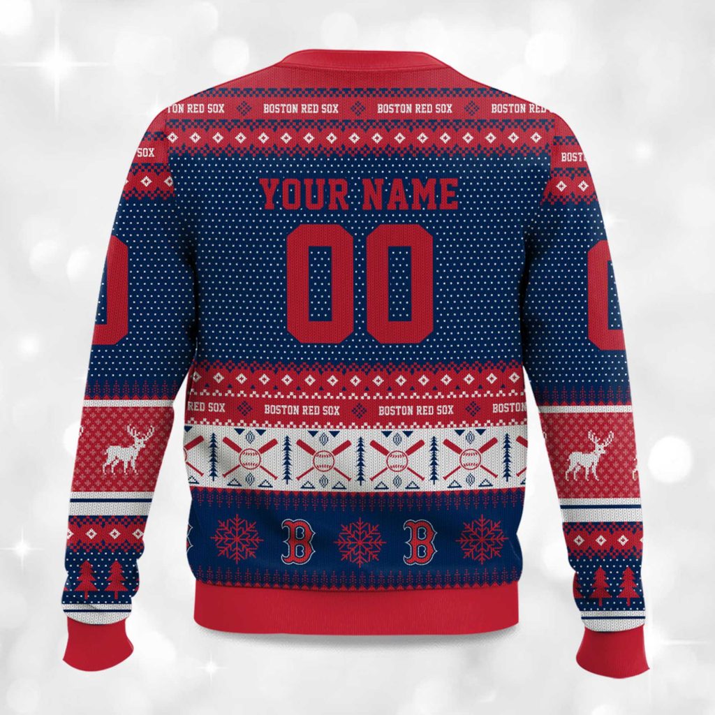 Personalized Boston Red Sox Ugly Christmas Sweater - Festive & Fenway Ready! - LeagueLockerGear