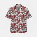 Brentford Hawaiian Shirt - Red White Tropical Hibiscus Bee Aloha Shirt - LeagueLockerGear