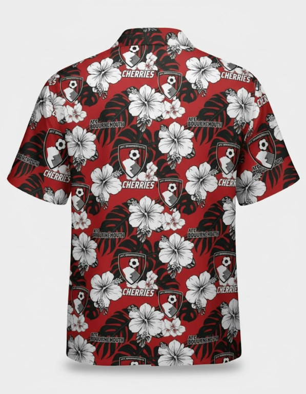 AFC Bournemouth Hawaiian Shirt - Red Hibiscus Floral Cherries Fan Shirt - LeagueLockerGear
