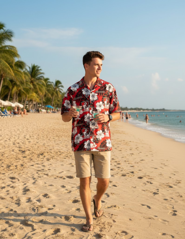 AFC Bournemouth Hawaiian Shirt - Red Hibiscus Floral Cherries Fan Shirt - LeagueLockerGear