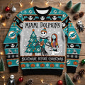 Miami Dolphins Nightmare Before Christmas Sweater - Jack Skellington and Sally Ugly Christmas Sweater - LeagueLockerGear