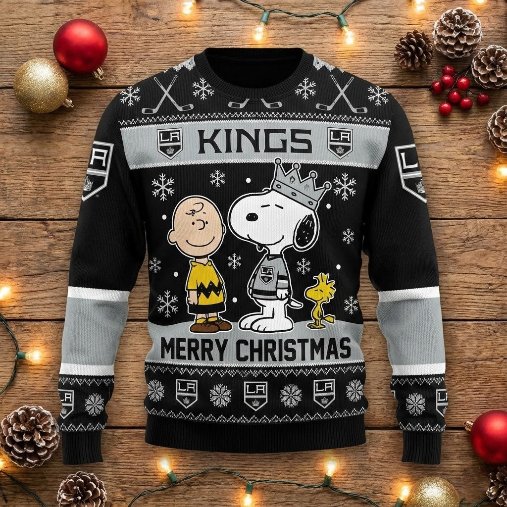 Los Angeles Kings Snoopy Ugly Sweater - Peanuts Charlie Brown Christmas NHL Jumper - LeagueLockerGear