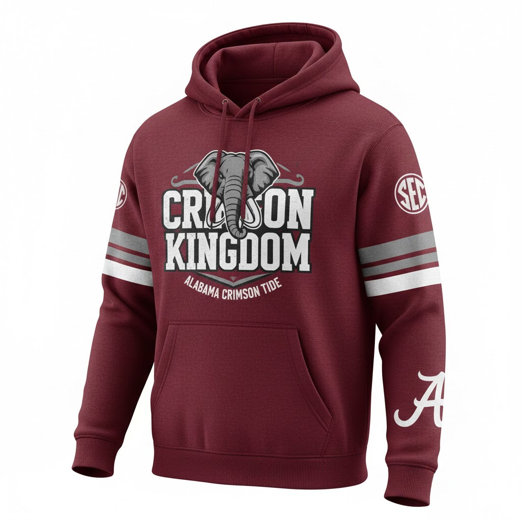 Alabama Crimson Tide Crimson Kingdom Hoodie - NCAA Football Graphic Pullover Sweatshirt - LeagueLockerGear