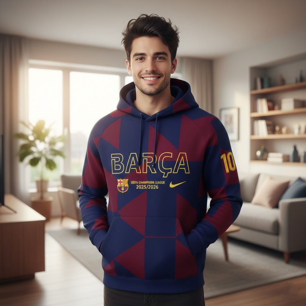 FC Barcelona Xavi 6 Hoodie - Custom Name Number Força Barça Pullover Sweatshirt - LeagueLockerGear