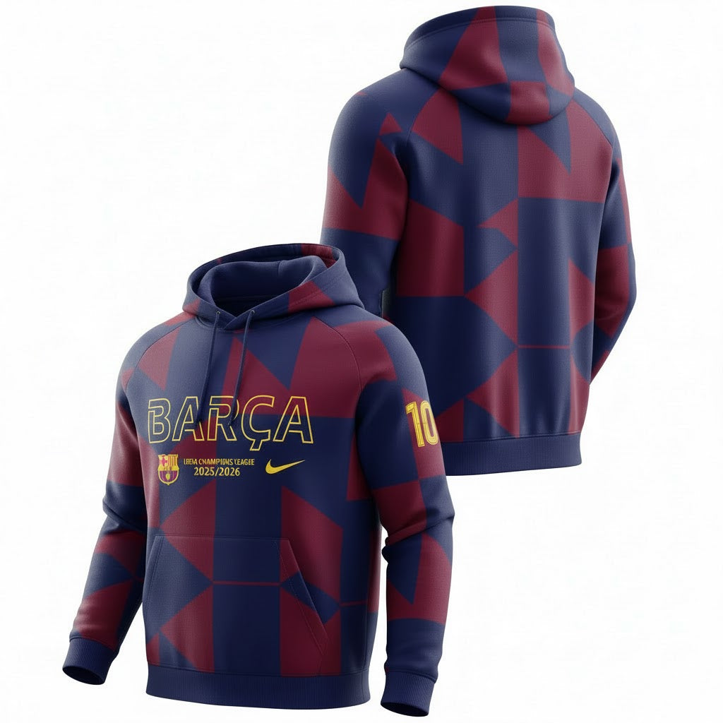 FC Barcelona Xavi 6 Hoodie - Custom Name Number Força Barça Pullover Sweatshirt - LeagueLockerGear