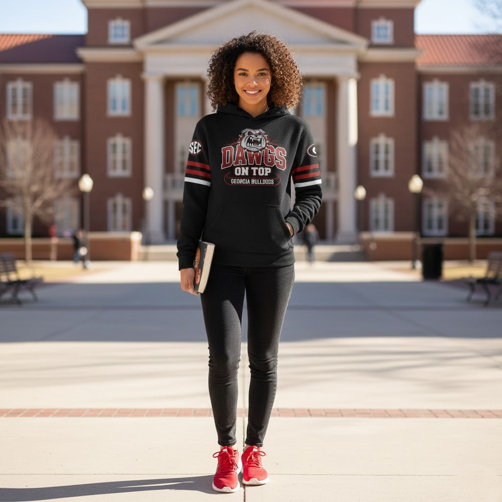 Georgia Bulldogs Dawgs On Top Hoodie - NCAA Football Fan Pullover Sweatshirt - LeagueLockerGear