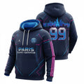Paris Saint-Germain 3D Hoodie - Custom Number Paris Skyline Neon Graphic Pullover - LeagueLockerGear