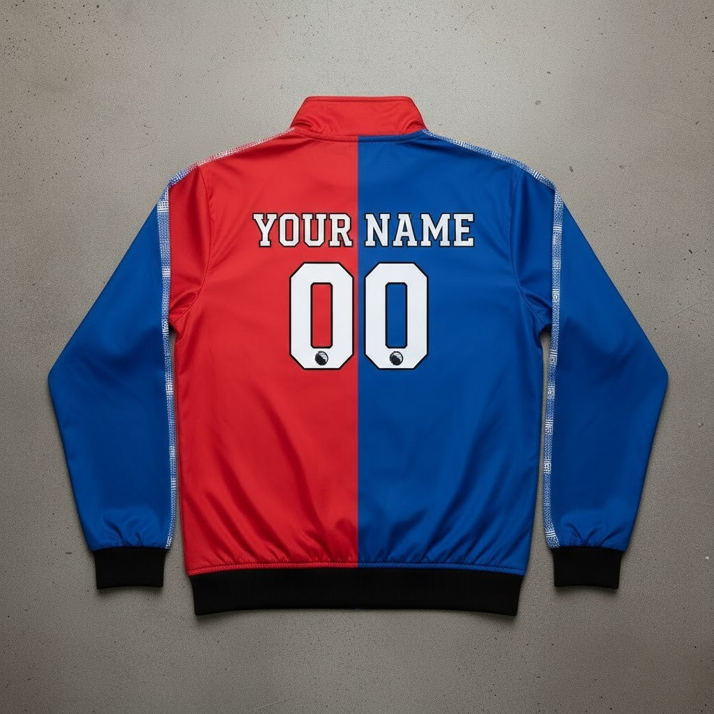 Crystal Palace Football Club Anthem Jacket - Half Red Half Blue Split Design Full Zip Jacket - LeagueLockerGear