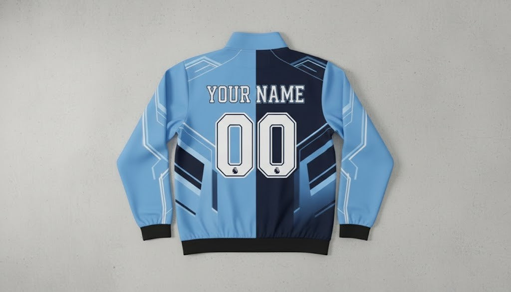 Manchester City Bomber Jacket - Two-Tone Split Design Football Track Top - LeagueLockerGear
