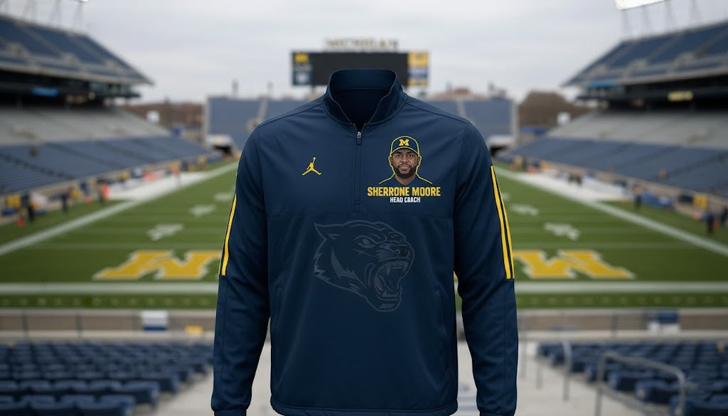 Sherrone Moore Michigan Wolverines Pullover - Jordan Brand Quarter-Zip Head Coach Jacket - LeagueLockerGear