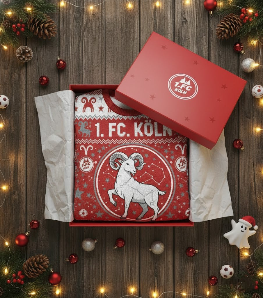 1. FC Köln Ugly Christmas Sweater - Knitted Football Fan Holiday Jumper, Hennes Mascot Gift - LeagueLockerGear