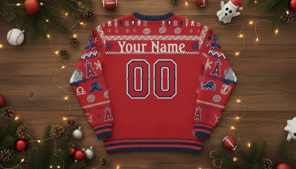 Los Angeles Angels Libra Ugly Christmas Sweater - MLB Zodiac Themed Holiday Jumper - LeagueLockerGear