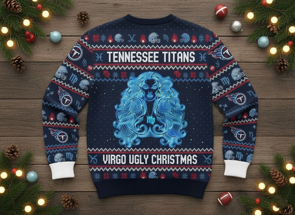 Tennessee Titans Virgo Ugly Christmas Sweater - NFL Football Astrology Zodiac Themed Holiday Gift - LeagueLockerGear
