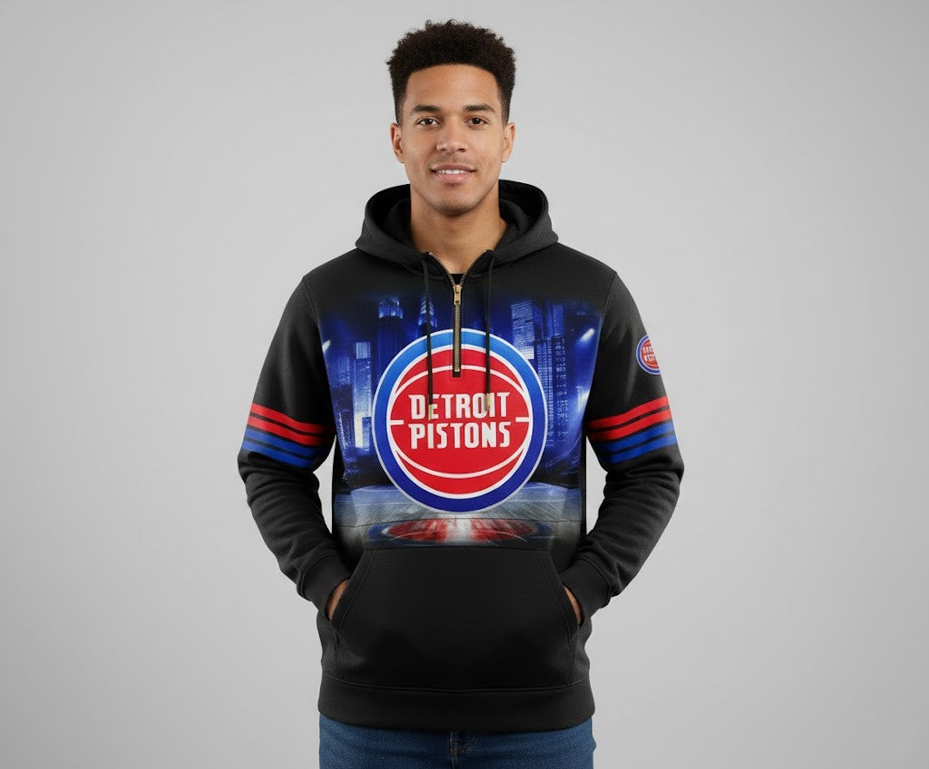 Detroit Pistons 3D Graphic Hoodie - NBA Basketball Fan Pullover Sweatshirt - LeagueLockerGear