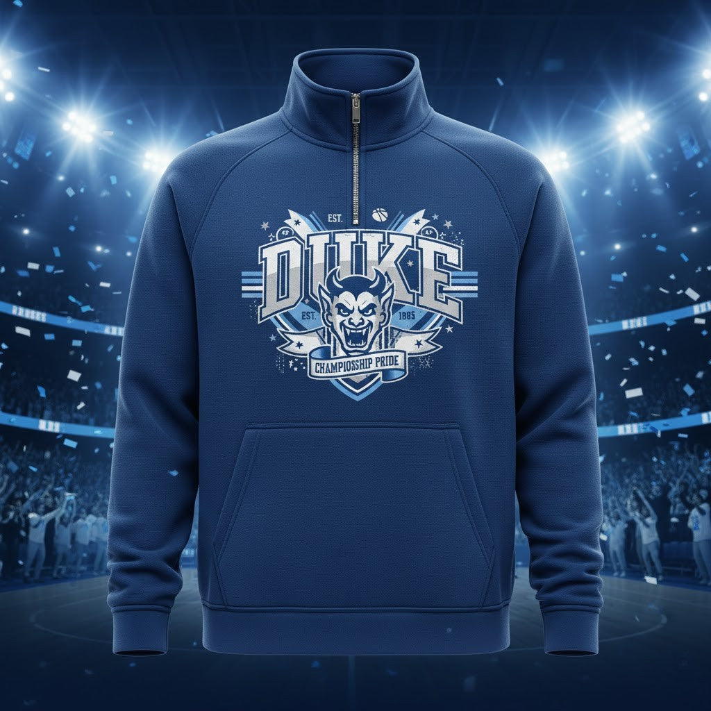 Duke Blue Devils Quarter Zip Pullover - Vintage Championship Pride NCAA Fan Sweatshirt - LeagueLockerGear