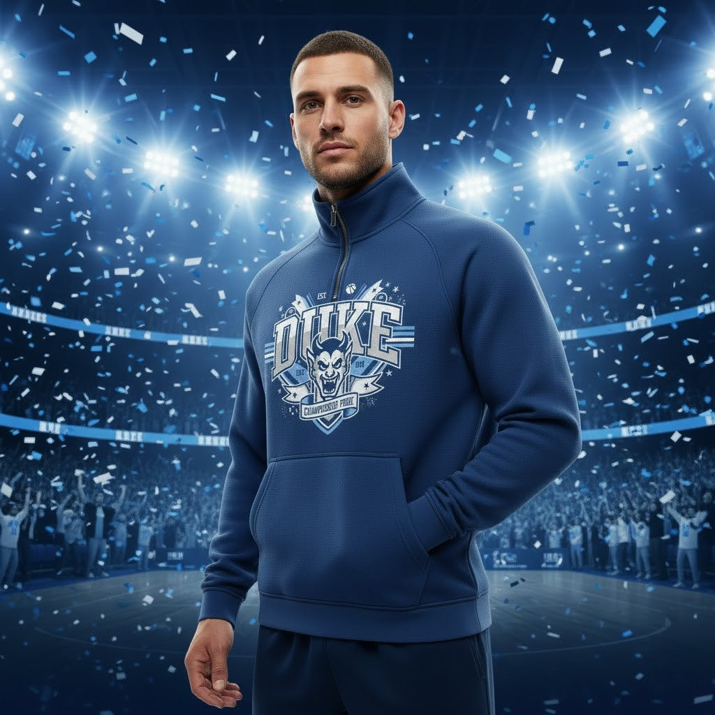 Duke Blue Devils Quarter Zip Pullover - Vintage Championship Pride NCAA Fan Sweatshirt - LeagueLockerGear