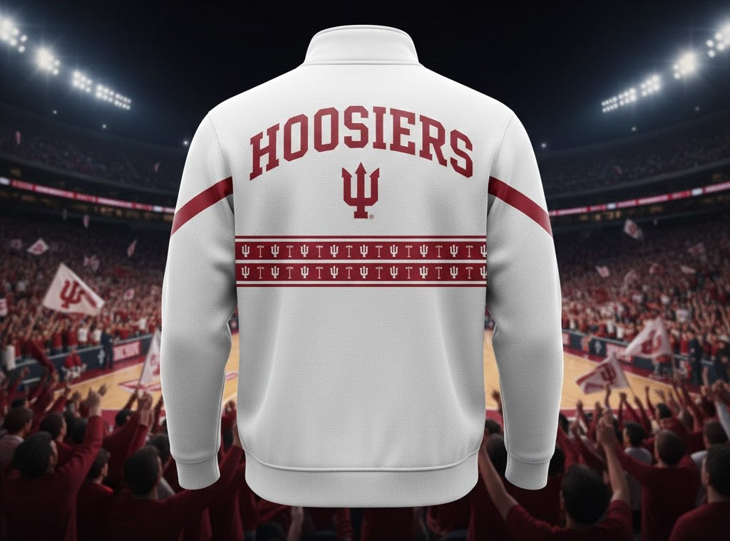 Indiana Hoosiers Basketball Hoodie - Vintage Icon Design Zip-Up Sweatshirt - LeagueLockerGear