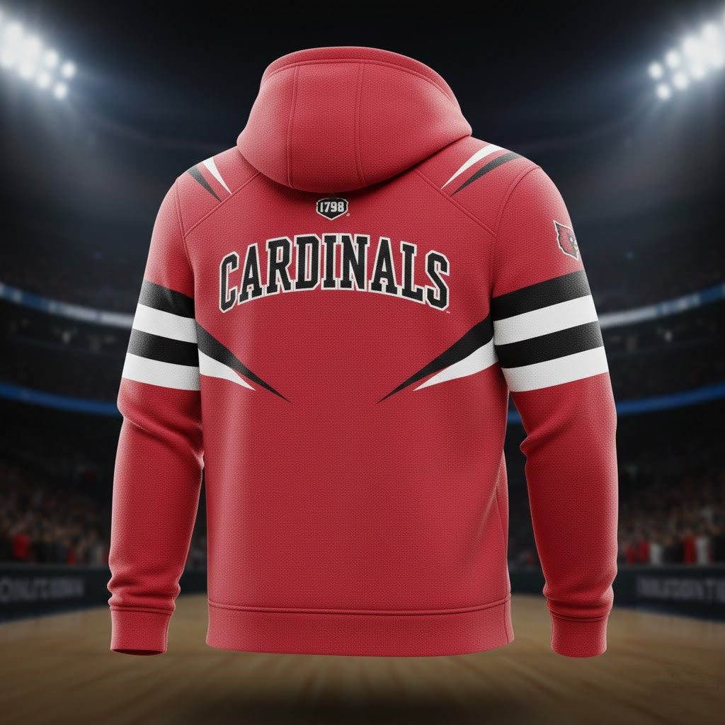 Louisville Cardinals Quarter-Zip Hoodie - Red NCAA Fan Apparel with Striped Sleeves - LeagueLockerGear
