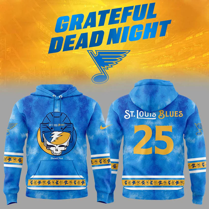 St. Louis Blues Grateful Dead Hoodie - Steal Your Face Tie-Dye Hockey Pullover Sweatshirt - LeagueLockerGear