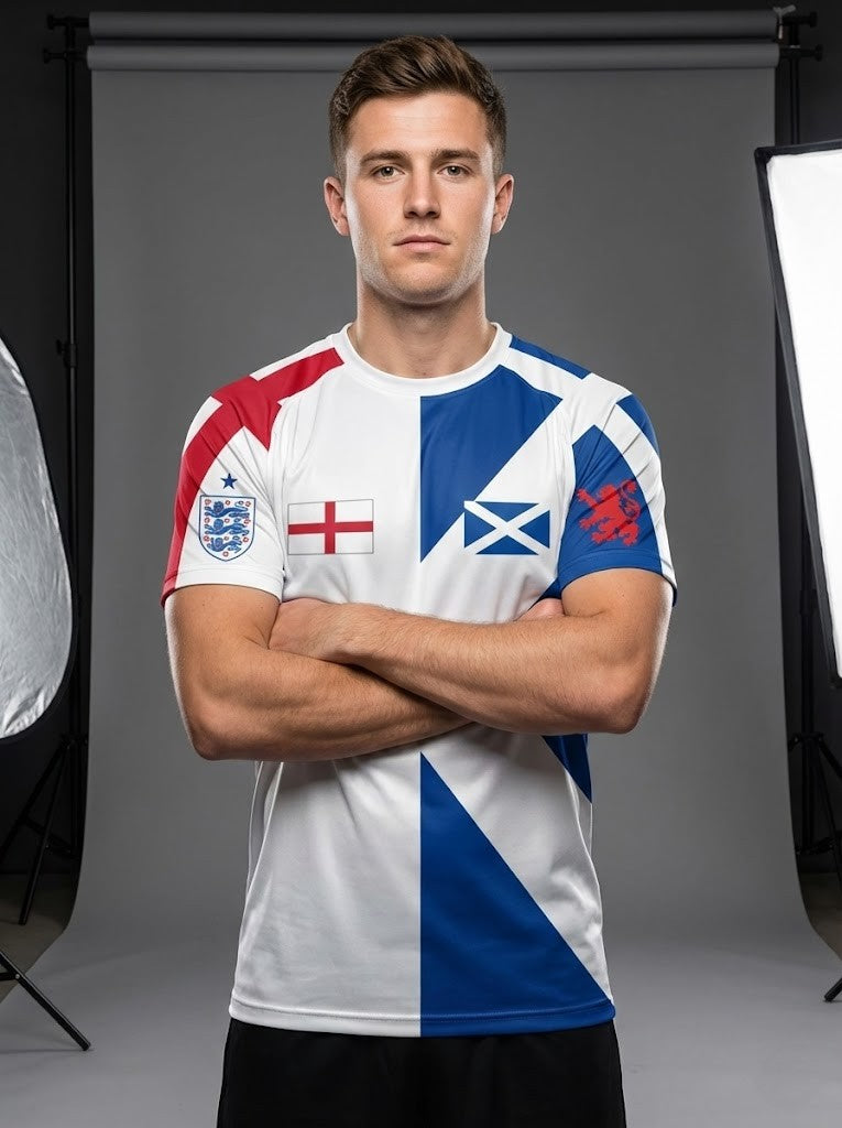 England and Scotland Half Shirt - Combined National Flags 3D All Over Print Fan T-Shirt - LeagueLockerGear
