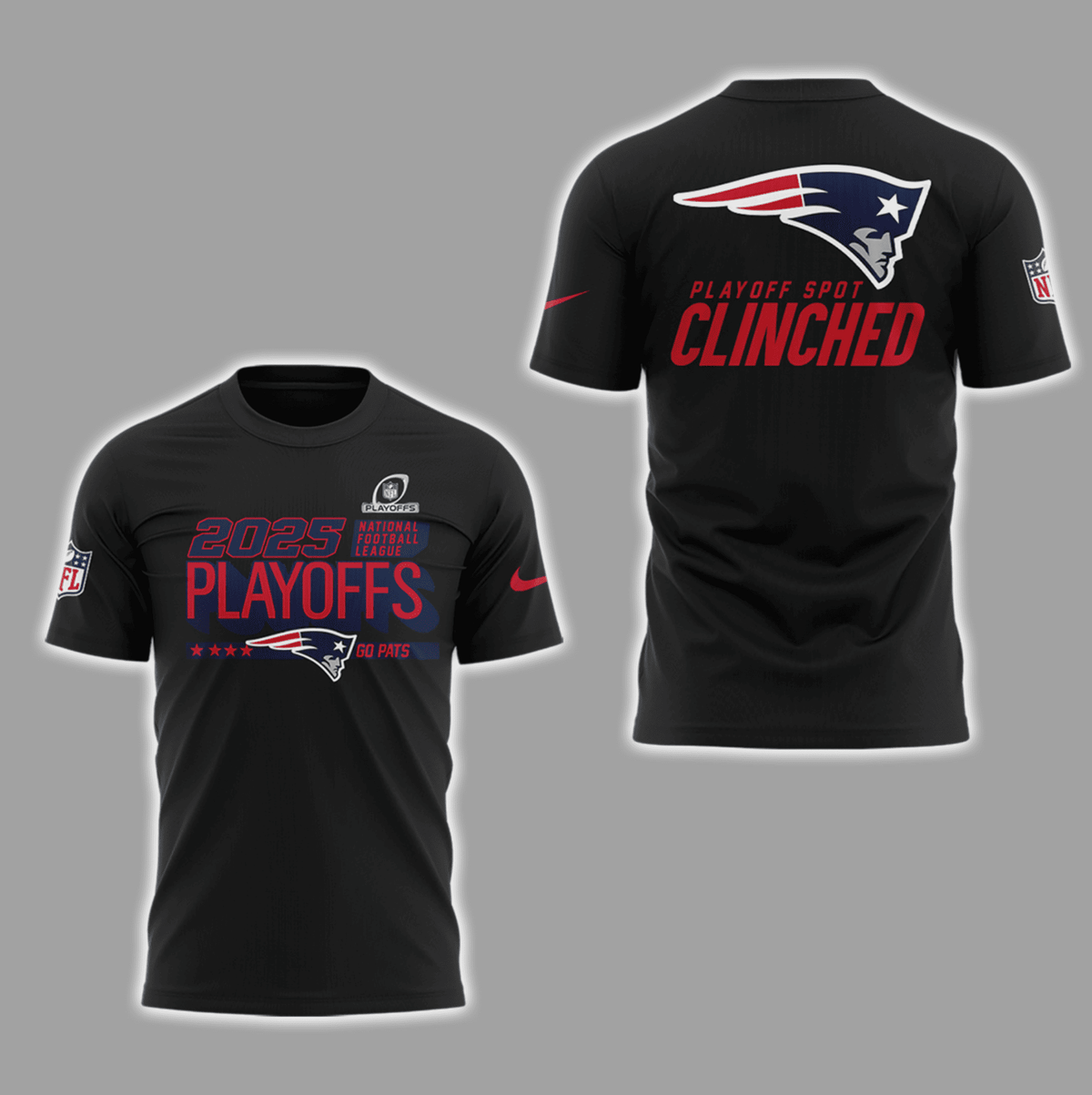 New England Patriots 2025 Playoffs Shirt - Playoff Spot Clinched Graphic T-Shirt - LeagueLockerGear