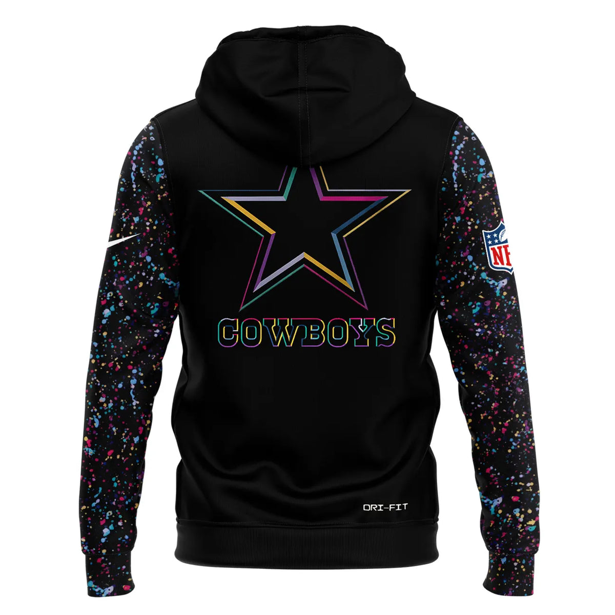 Dallas Cowboys Crucial Catch Hoodie - NFL Intercept Cancer Paint Splatter Pullover - LeagueLockerGear
