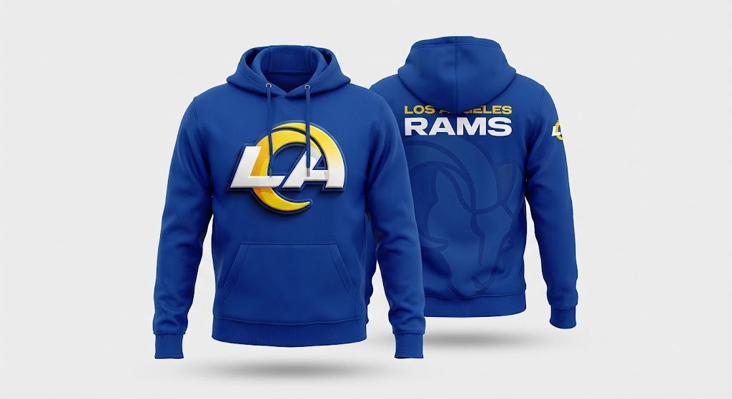 Los Angeles Rams Blue Hoodie - NFL Football Fan Apparel 3D Logo Pullover - LeagueLockerGear