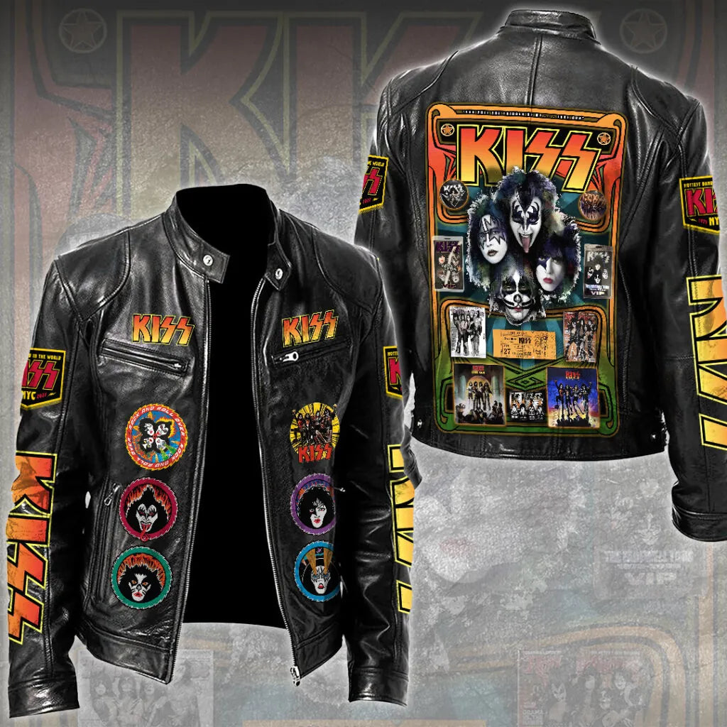 KISS Rock Band Motorcycle Leather Jacket 2026 - LeagueLockerGear