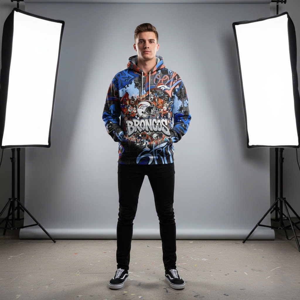 Custom Denver Broncos NFL Graffiti Hoodie - LeagueLockerGear