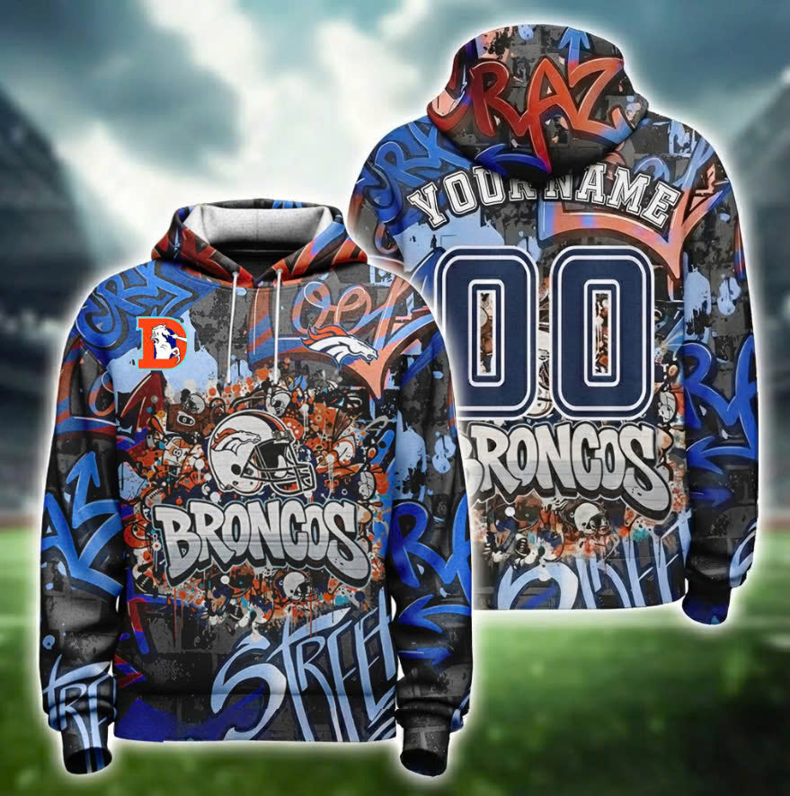 Custom Denver Broncos NFL Graffiti Hoodie - LeagueLockerGear