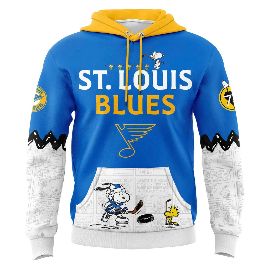 St. Louis Blues Peanuts Hoodie - Snoopy Hockey NHL - LeagueLockerGear