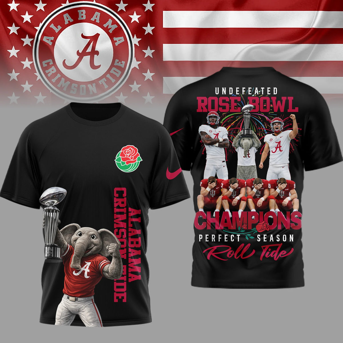 Alabama Crimson Tide NCAA Rose Bowl Champions 3D Shirt - LeagueLockerGear
