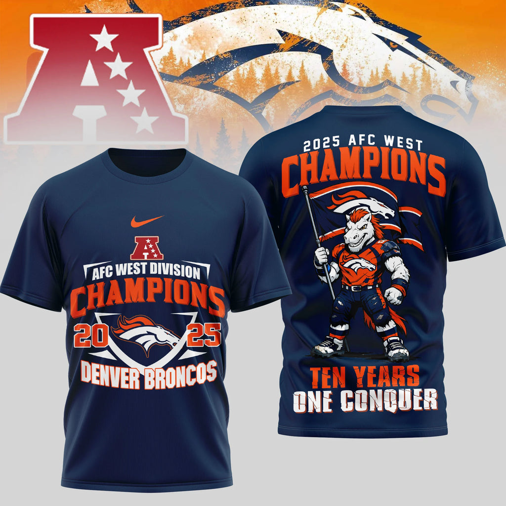 Denver Broncos NFL AFC West Champions 3D Shirt - LeagueLockerGear