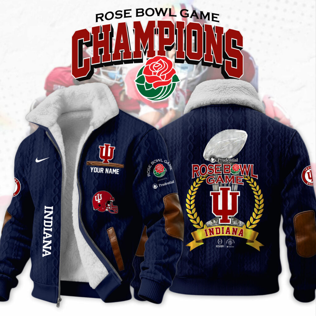 Custom Indiana Hoosiers Rose Bowl Champions Fleece Jacket - LeagueLockerGear