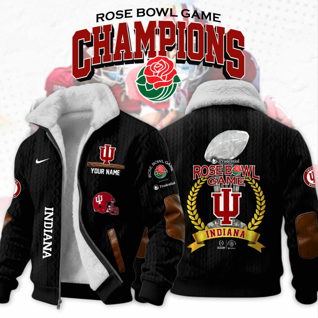 Custom Indiana Hoosiers Rose Bowl Champions Fleece Jacket - LeagueLockerGear