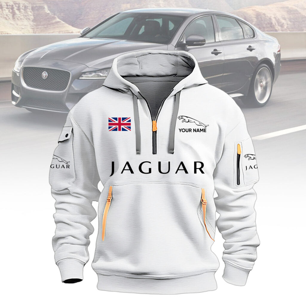 Custom Jaguar Hoodie - 3D Car Logo Pullover Sweatshirt with UK Flag - LeagueLockerGear