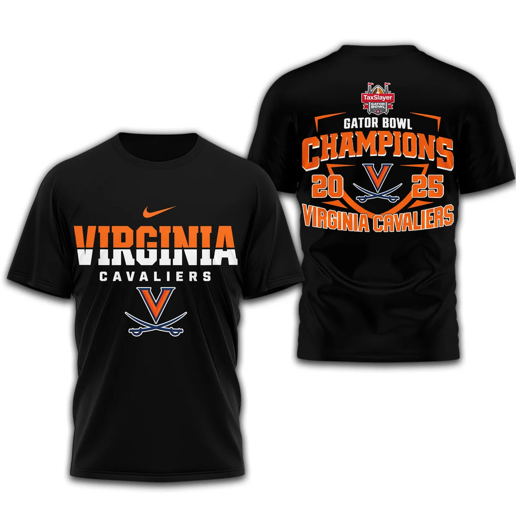 Virginia Cavaliers NCAA Gator Bowl Champions 3D TShirt - LeagueLockerGear