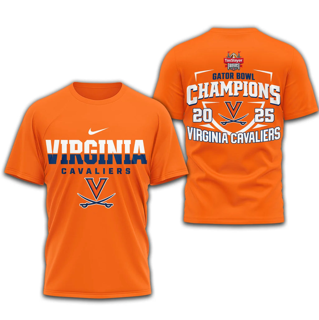 Virginia Cavaliers NCAA Gator Bowl Champions 3D TShirt - LeagueLockerGear