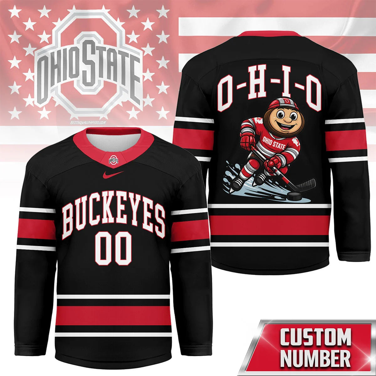 Custom Ohio State Buckeyes Hockey Jersey - LeagueLockerGear