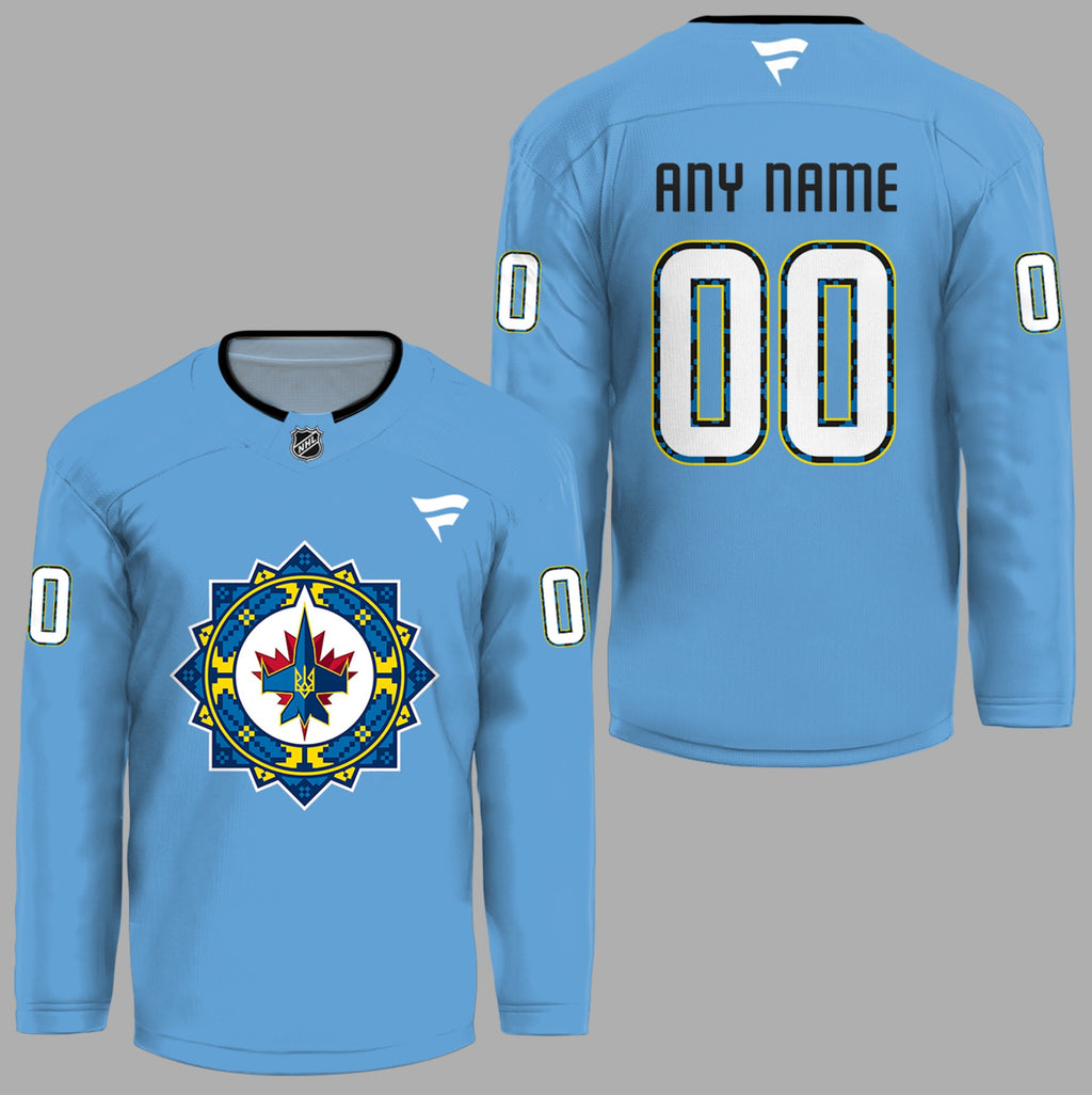 Winnipeg Jets Ukrainian Heritage Night Custom Hockey Jersey - LeagueLockerGear