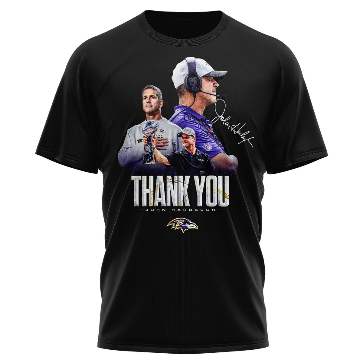 Baltimore Ravens Thank You John Harbaugh Signature T-Shirt - LeagueLockerGear