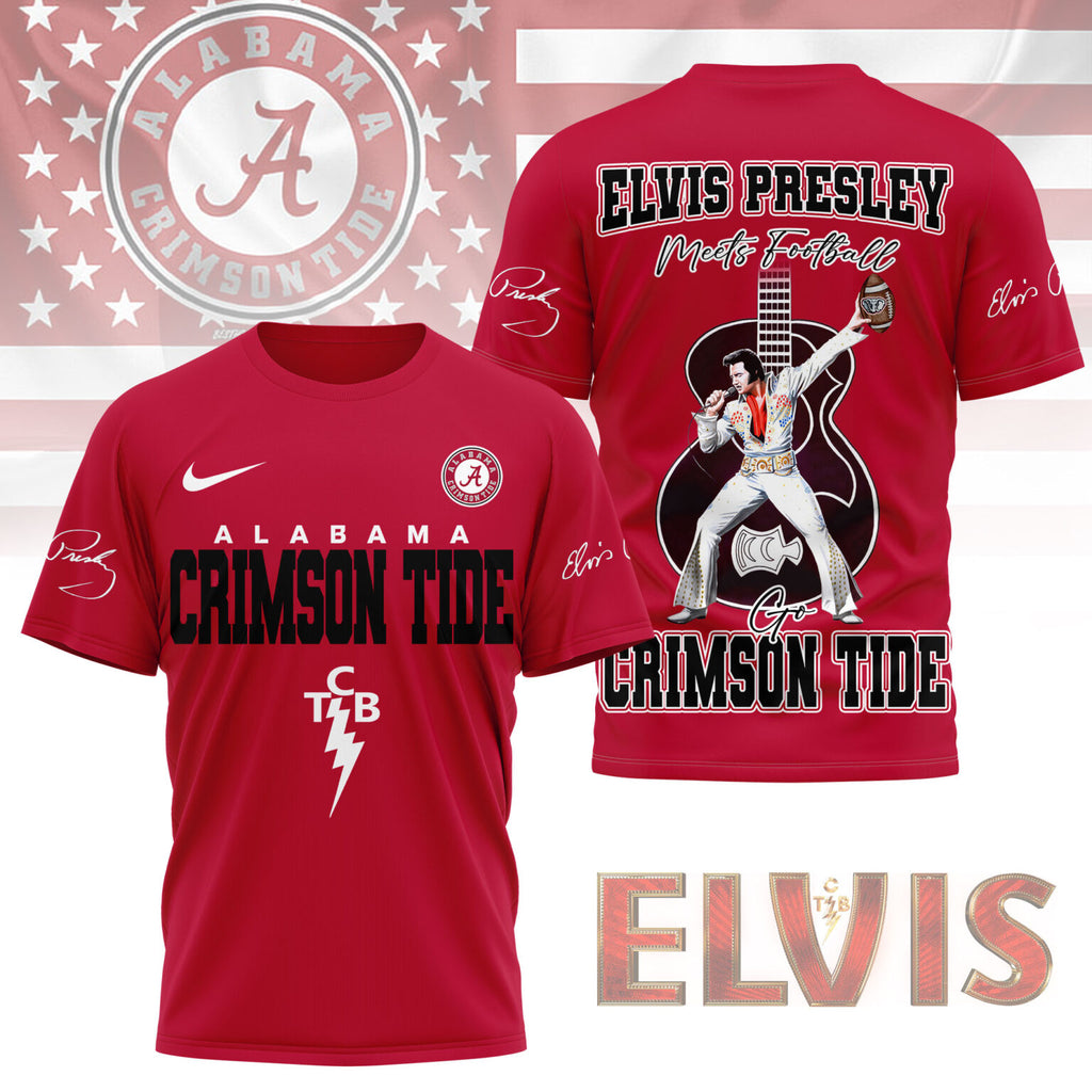 Alabama Crimson Tide x Elvis Presley Football Jersey T-Shirt - LeagueLockerGear