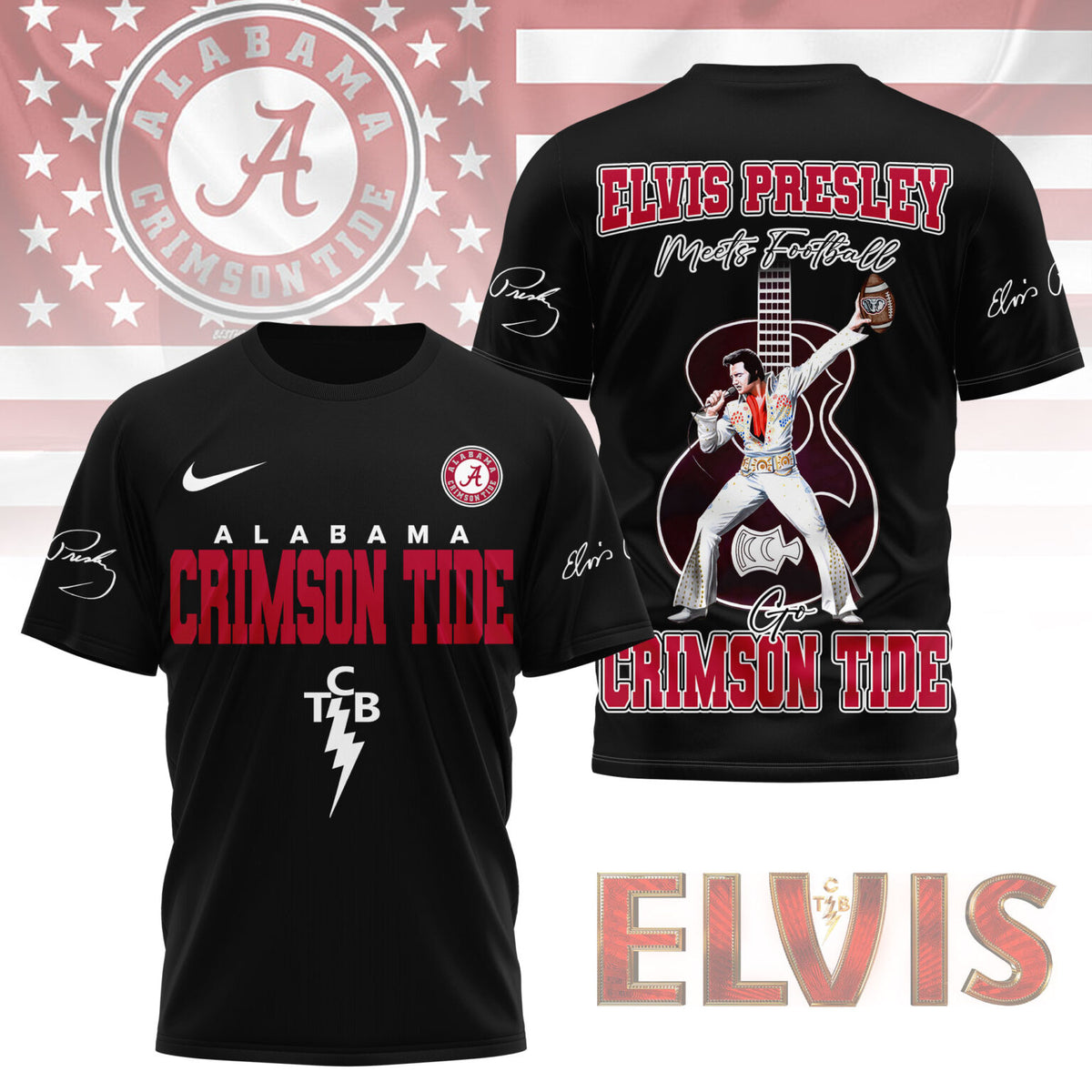 Alabama Crimson Tide x Elvis Presley Football Jersey T-Shirt - LeagueLockerGear