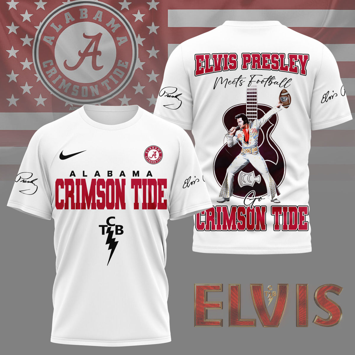 Alabama Crimson Tide x Elvis Presley Football Jersey T-Shirt - LeagueLockerGear