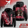 Alabama Crimson Tide Personalized Roll Tide Flaming Football 3D Hoodie - LeagueLockerGear