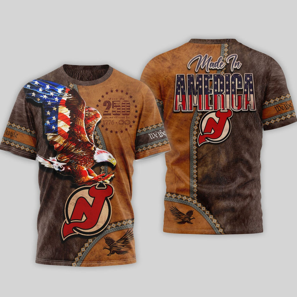 New Jersey Devils USA 250th Anniversary 3D T-Shirt - LeagueLockerGear