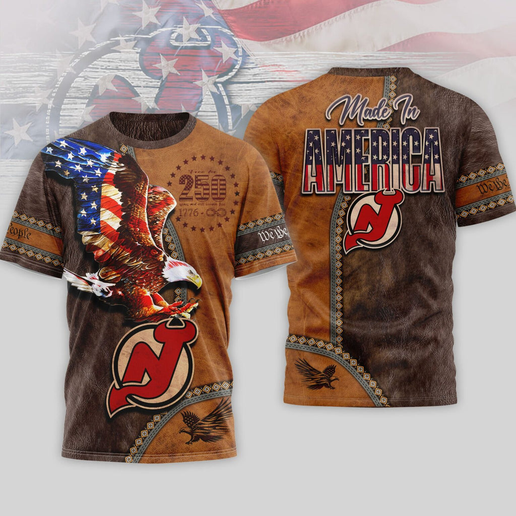 New Jersey Devils USA 250th Anniversary 3D T-Shirt - LeagueLockerGear