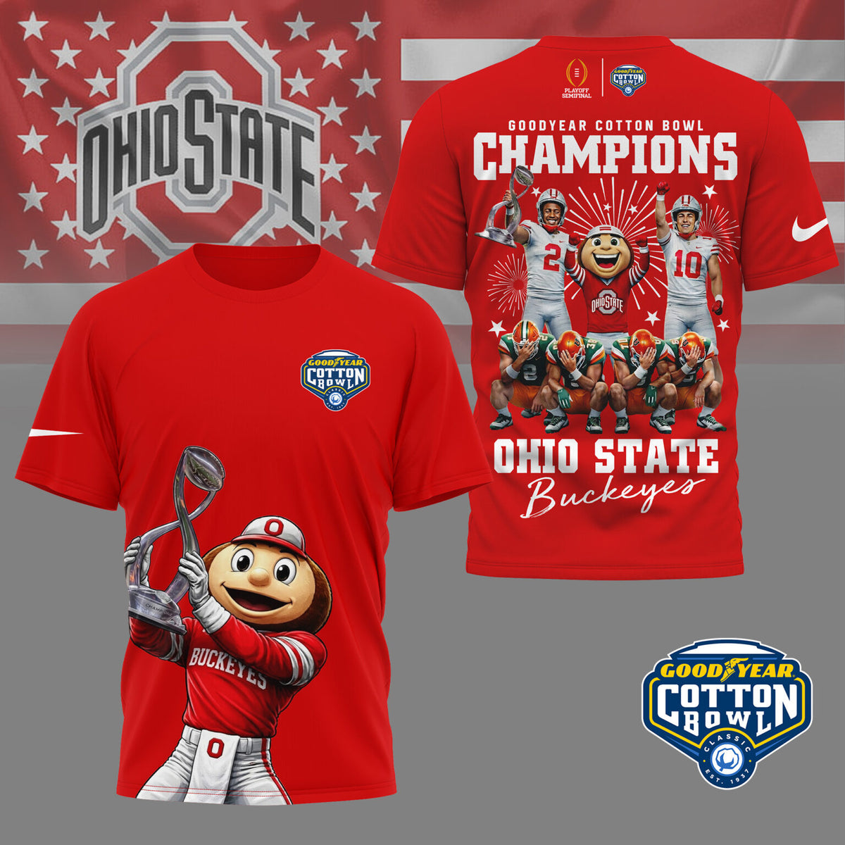 Ohio State Buckeyes Goodyear Cotton Bowl Champions T-Shirt - LeagueLockerGear