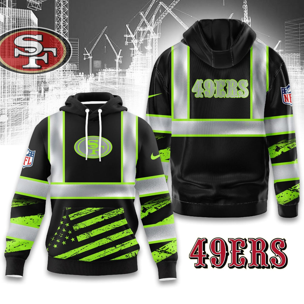 San Francisco 49ers Safety Vest Construction Worker Hoodie - LeagueLockerGear