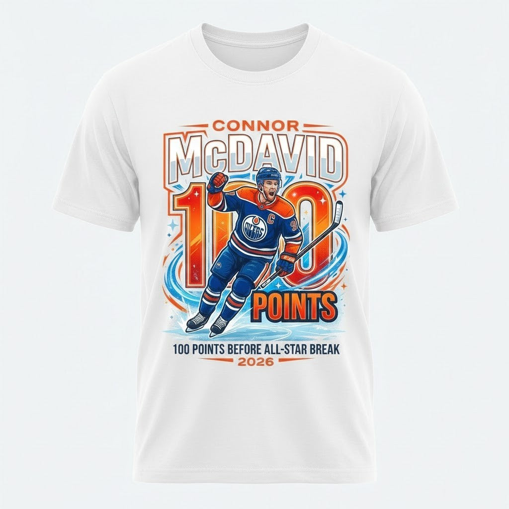 Connor McDavid 100 Points Before All-Star Break 2026 T-Shirt - LeagueLockerGear